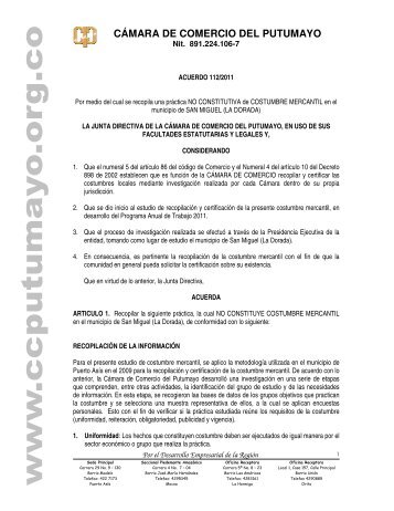 Acuerdo Junta Directiva 112 - CÃ¡mara de Comercio de Putumayo
