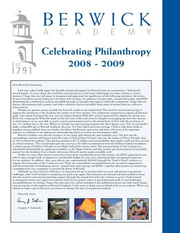 Celebrating Philanthropy 2008 - 2009 - Berwick Academy