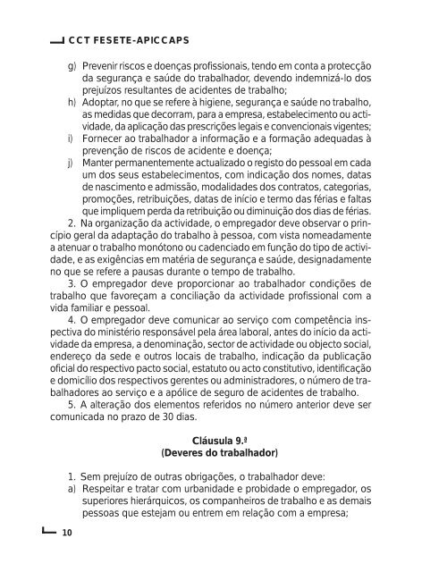 Contrato Colectivo de Trabalho para o Sector do Calçado - Fesete