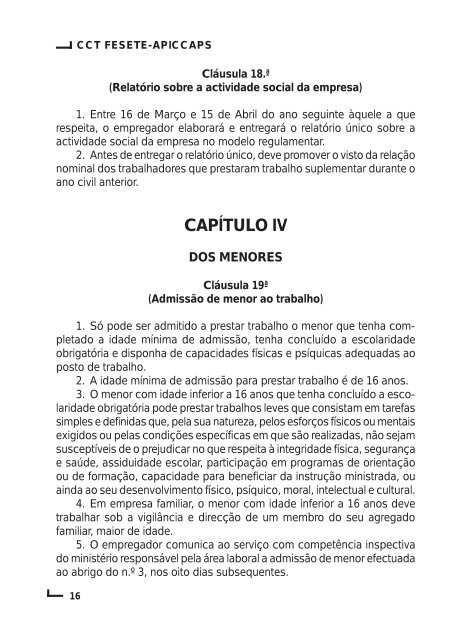 Contrato Colectivo de Trabalho para o Sector do Calçado - Fesete