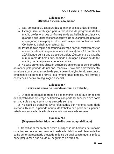 Contrato Colectivo de Trabalho para o Sector do Calçado - Fesete