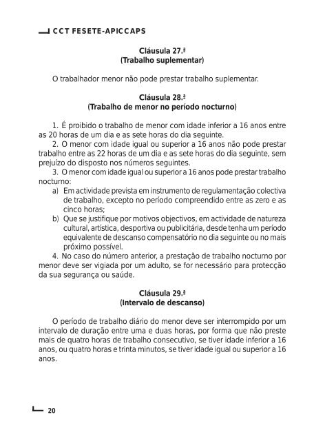 Contrato Colectivo de Trabalho para o Sector do Calçado - Fesete