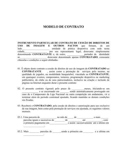 Modelo de Contrato para Atletas