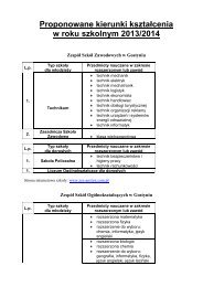 Proponowane kierunki kształcenia w roku szkolnym 2013/2014