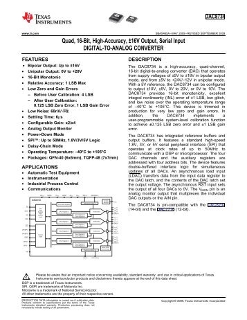 Quad, 16-bit, High Accuracy, +/-15V Output Serial Input DAC (Rev. A