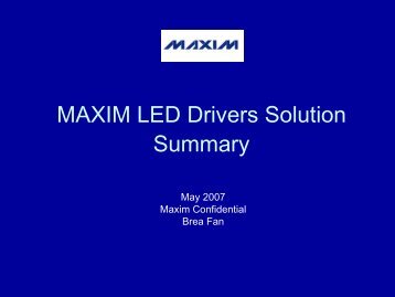 MAXIM LED Drivers Solution Summary