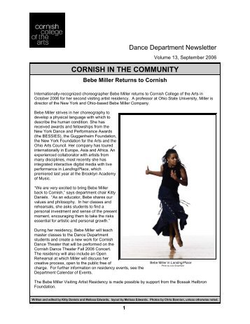 dance department alumni news - Cornish College of the Arts