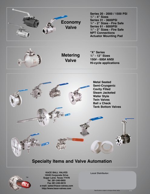 BALL VALVES - KACE Valves