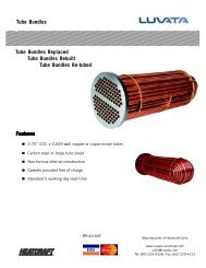 Features Tube Bundles Replaced Tube Bundles Rebuilt Tube ...