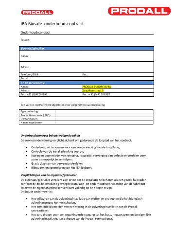 IBA Biosafe onderhoudscontract