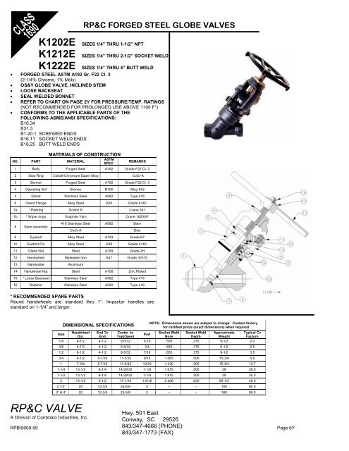 IN "RP & C - Associated Valve