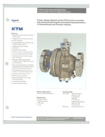 Trunnion Mounted Ball, EO1200 and 8200 - Associated Valve