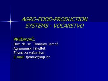 AGRO-FOOD-PRODUCTION SYSTEMS - VOĆARSTVO