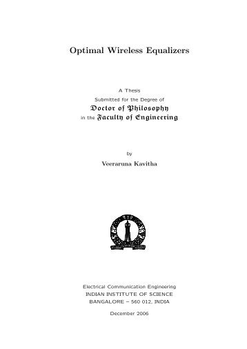 Optimal Wireless Equalizers - Industrial Engineering and Operations ...