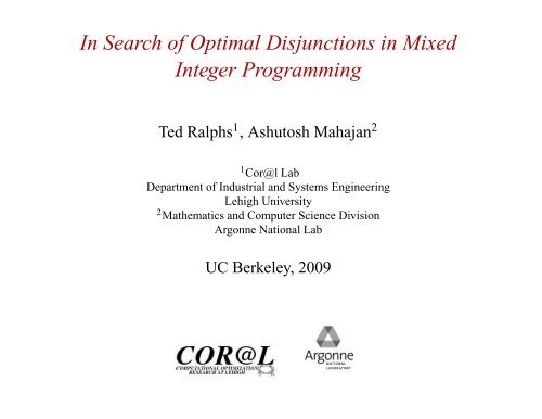 What is a Disjunction? - IEOR @IIT Bombay