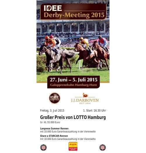 Rennprogramm Freitag, 03.07.2015 - Renntag 5 - Derby-Meeting 2015