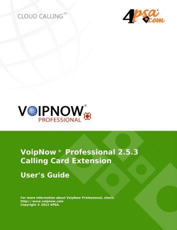 VoipNow Â® Professional 2.5.3 Calling Card Extension - Support Zone