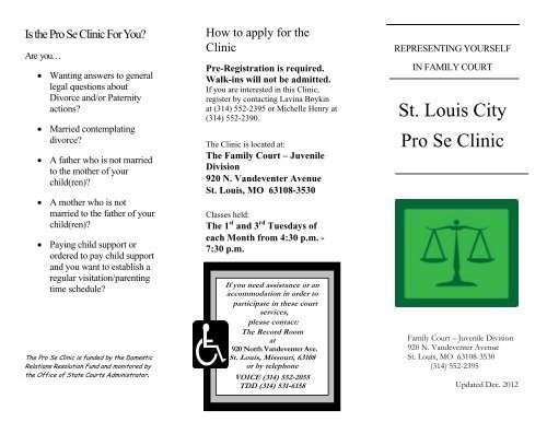 Brochure Pro Se Clinic.pdf - 22nd Circuit Court, St. Louis, Missouri