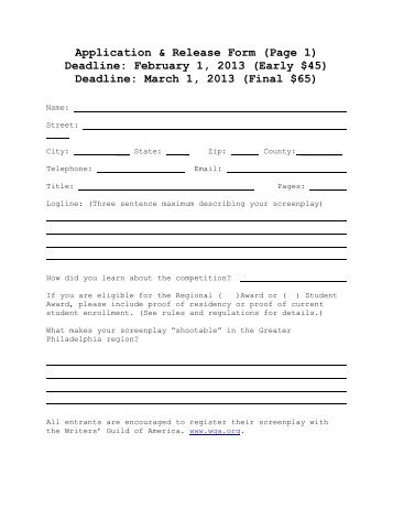 Application & Release Form (Page 1) - Greater Philadelphia Film ...