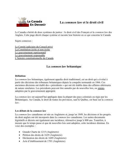 La Common Law Et Le Droit Civil - 