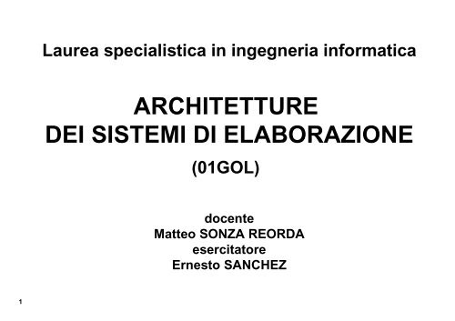architetture dei sistemi di elaborazione - Politecnico di Torino