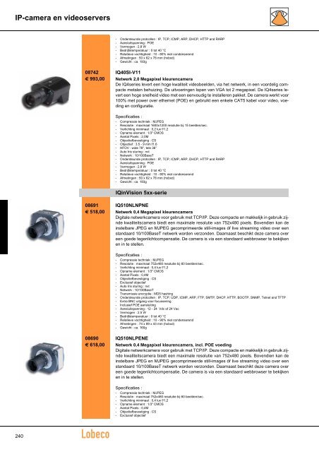 Inleiding camerasystemen Z/W Camara's Camera's IP ... - Lobeco