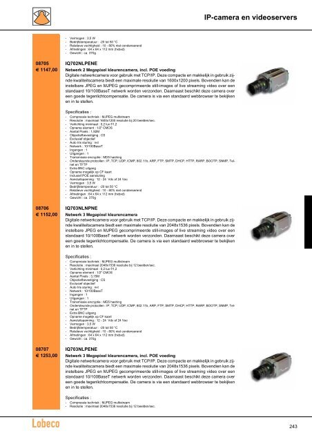 Inleiding camerasystemen Z/W Camara's Camera's IP ... - Lobeco