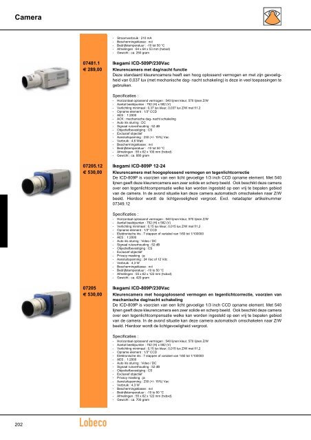 Inleiding camerasystemen Z/W Camara's Camera's IP ... - Lobeco