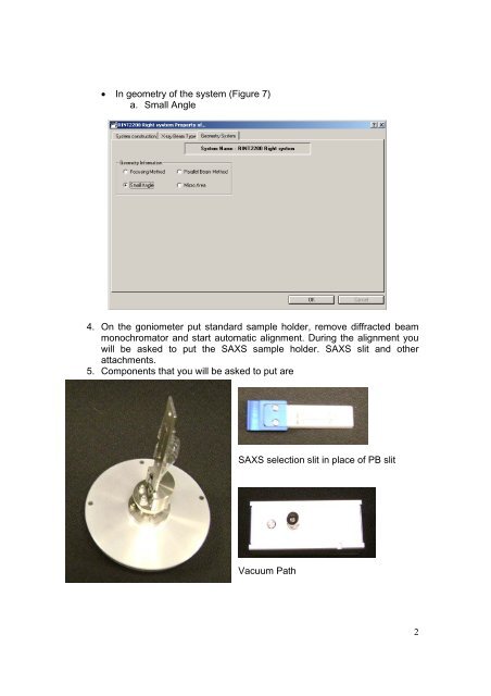 Small Angle X-ray Scattering (SAXS) Measurements