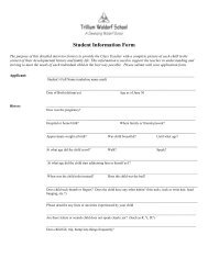 Grade Student Information Form - Trillium Waldorf School