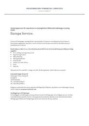 Europa Service. - Volkswagen Leasing