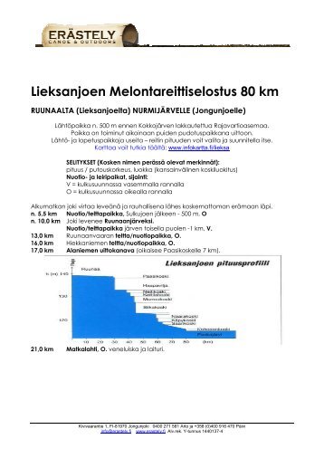 Lieksanjoen Melontareittiselostus 80 km - ErÃ¤stely Canoe & Outdoors