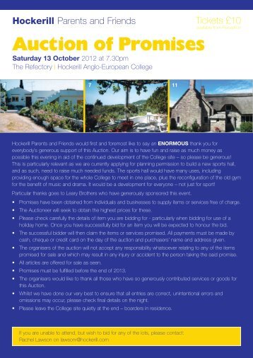 Saturday 13 October - Hockerill Anglo-European College