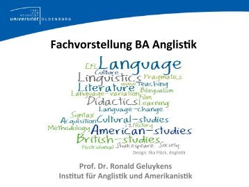 Fachvorstellung BA Anglis&k - Institut für Anglistik/Amerikanistik