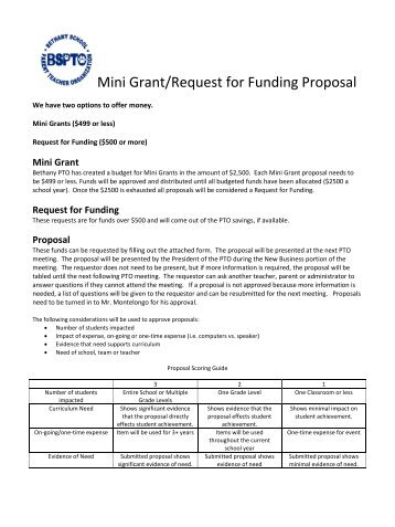 Mini Grant/Request for Funding Proposal - BSPTO