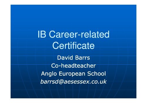 IB Career IB Career-related Certificate (IBCC)