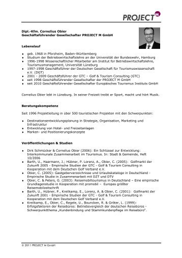 Kfm. Cornelius Obier Geschäftsführender Gesellschafter ... - Project M