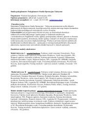 Studia podyplomowe: Podyplomowe Studia Operacyjno-Taktyczne ...