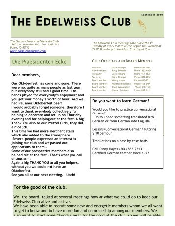 THE EDELWEISS CLUB - German-American Club of Boise, Idaho