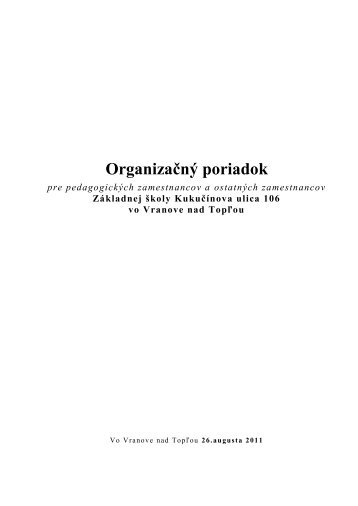 Organizačný poriadok pre pedagogických ... - kukucinka.eu