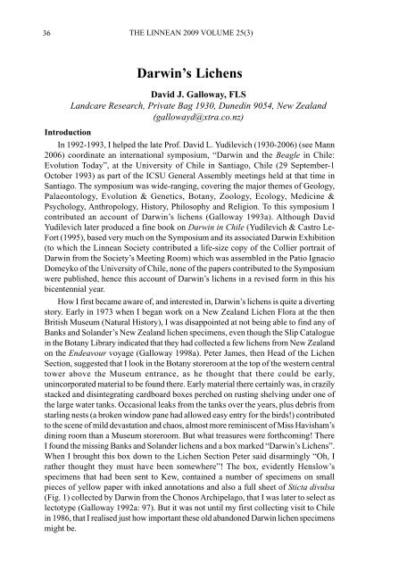 Vol 25, no 3, October - The Linnean Society of London