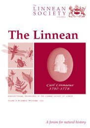 Vol 26, no 3, October - The Linnean Society of London