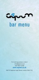 bar menu - Fluid London