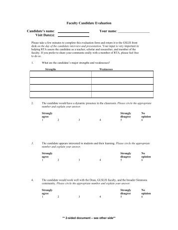 Faculty Candidate Evaluation form