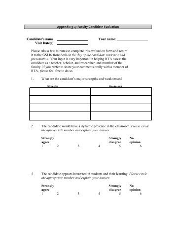 Appendix 3-4: Faculty Candidate Evaluation Candidate's name ...