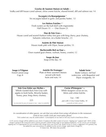 Dinner Menu (PDF) - Maximilien