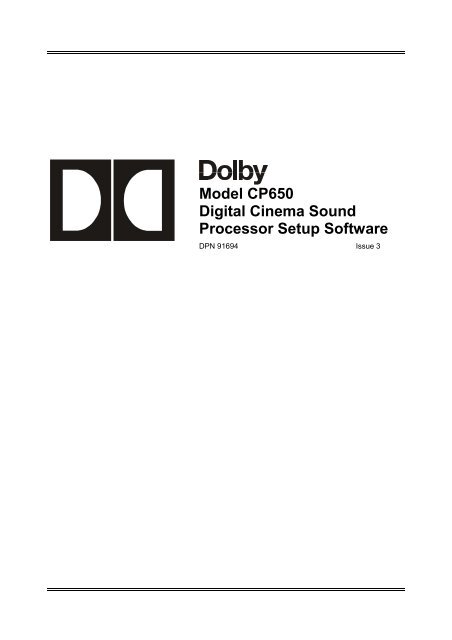Dolby/CP650 Setup Software Manual for Printing.pdf - Iceco.com