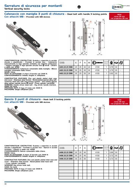 Serrature di sicurezza per montanti - OMEC