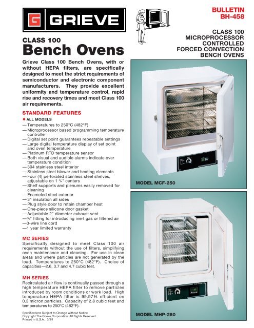 Bench Ovens - Grieve Corporation