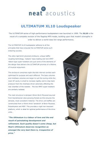 ULTIMATUM XL10 Loudspeaker - Music Matters
